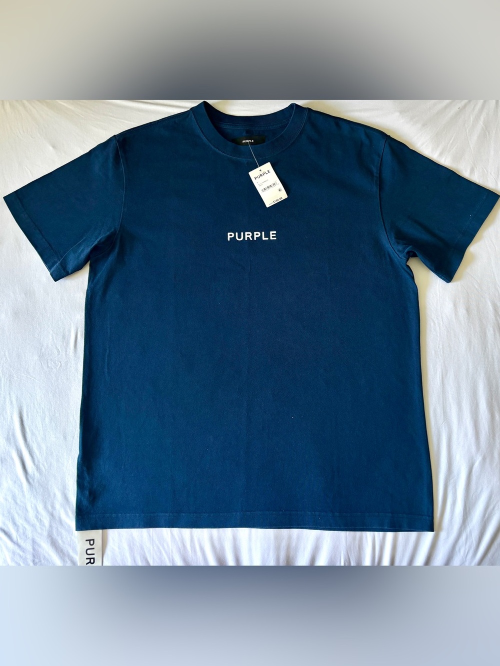 PURPLE BRAND Wordmark Cut Tee Navy Men’s Large NWT Heavyweight Logo Shirt